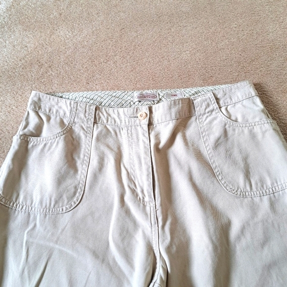 Northern Reflections Cropped Pant Women's Size 14 Beige Wide Leg Capri Cotton - Picture 2 of 12